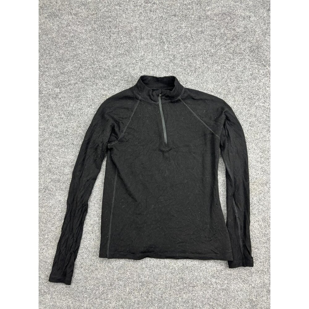 Icebreaker Merino 260 Shirt Unisex Kids 12 Black 1/4 Zip Long‎ Sleeve Base Layer